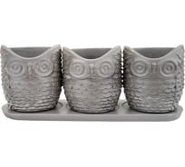 Набор горшков Вещицы Совушки, 0,22л, серый Kras42