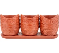 Набор горшков Вещицы Совушки, 0,22л, красный Kras43