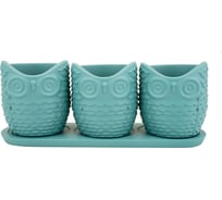 Набор горшков Вещицы Совушки, 0,22л, мята Kras41