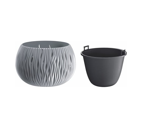 Кашпо Prosperplast SANDY BOWL 29 см, со вставкой, серое DSK290 405