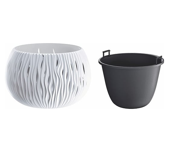 Кашпо Prosperplast SANDY BOWL 29 см, со вставкой, белое DSK290 449