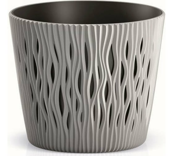 Кашпо Prosperplast SANDY ROUND 26.5 см, со вставкой, серое DSR260 405 1