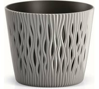 Кашпо Prosperplast SANDY ROUND 22.5 см, со вставкой, серое DSR220 405