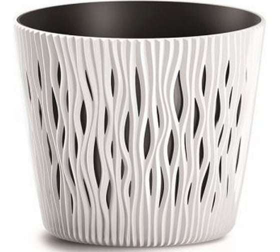 Кашпо Prosperplast SANDY ROUND 26.5 см, со вставкой, белое DSR260 449 1