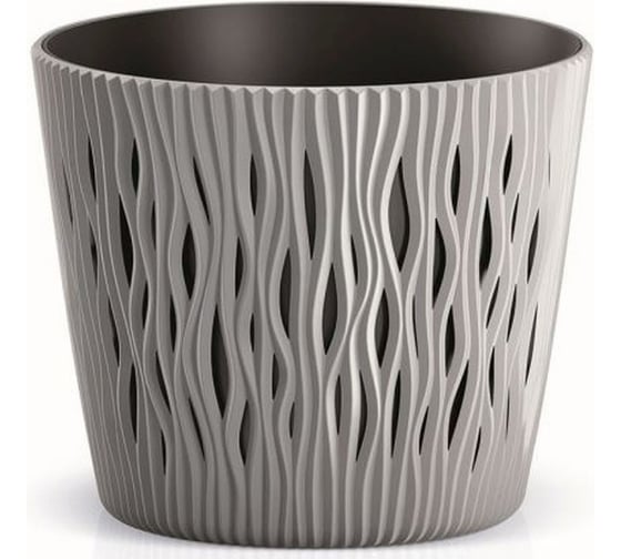 Кашпо Prosperplast SANDY ROUND 18.9 см, со вставкой, серое DSR190 405 1