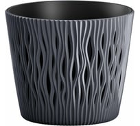 Кашпо Prosperplast SANDY ROUND 12.8 см, со вставкой, антрацит DSR130 433