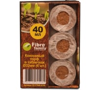 Кокосовая таблетка FIBRE FAMILY Ø 32 мм, в оболочке, в упаковке по 6 шт. FF/CTAB-42-6L