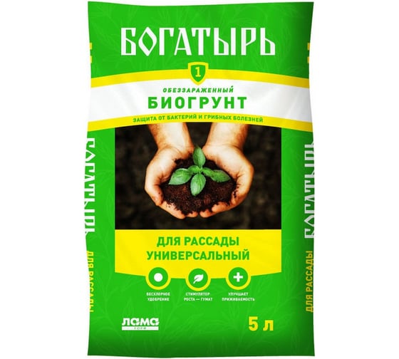 Биогрунт для рассады Лама Торф Богатырь универсальный 5 л 001-GR-BR-006552-1 4680010310236 1