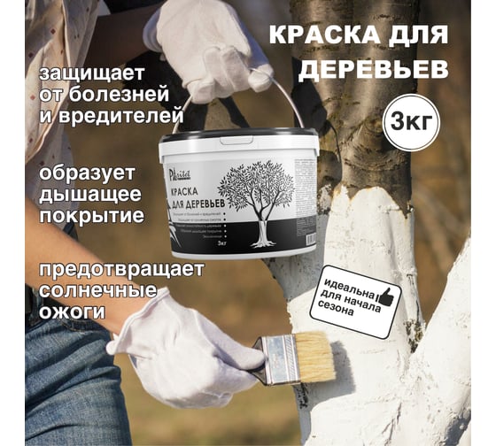 Краска для садовых деревьев PARITET белая матовая, 3 кг PD-006