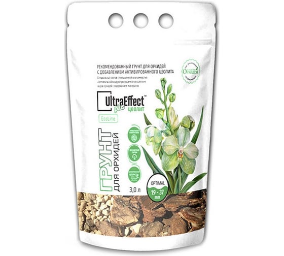 Грунт для орхидей с цеолитом EffectBio UltraEffect Plus EcoLine Optimal 19-37 мм, 3 л 4603743270394