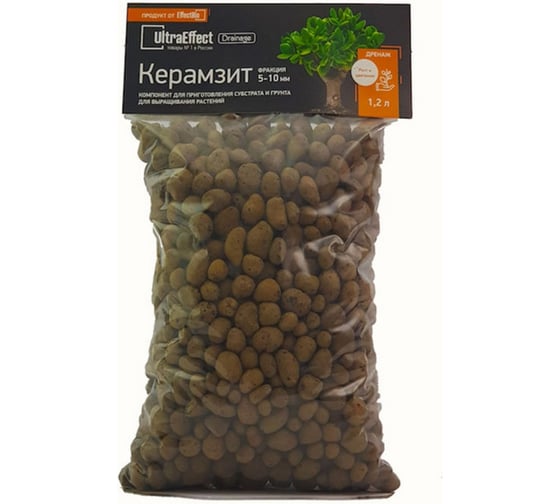 Классический керамзитовый дренаж EffectBio Ultra Effect EcoLine 5-10 мм, 1.2 л 4603735996226 1