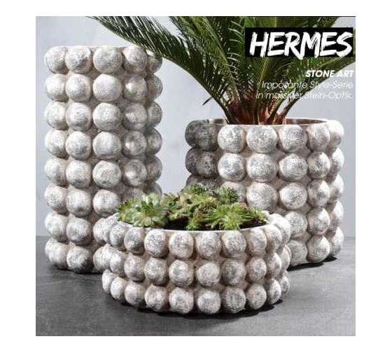 Кашпо керамическое SCHEURICH Hermes antique stone d145 мм, h125 мм, под камень 540554 071924