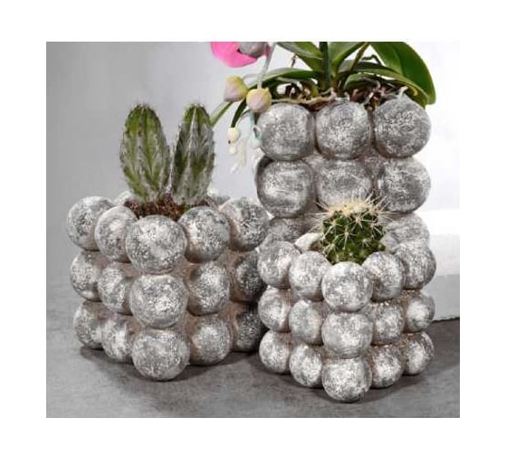 Кашпо керамическое SCHEURICH Hermes antique stone квадрат 125х125 мм, h125 мм, под камень 540563 071927