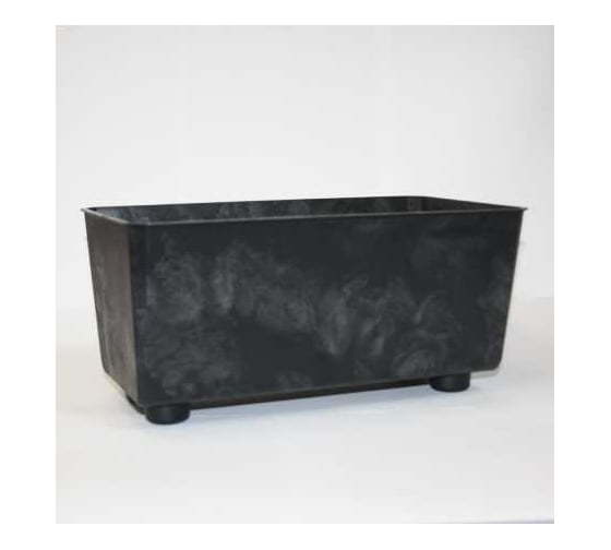 Кашпо прямоугольное на ножках LAMELA Sp.z o. 304 SAGA recycled 285 мм, 17 см, h14 см, 4л черный бетон 072280 1