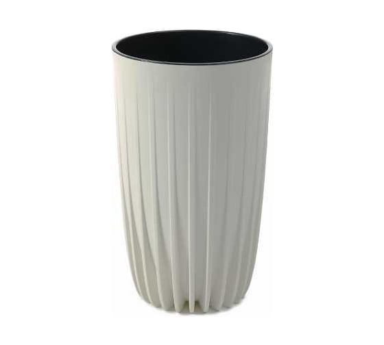 Кашпо LAMELA Sp.z o. 984 MIRA recycled высокая с вкладышем d25 см, h42 см, бежевый 072321