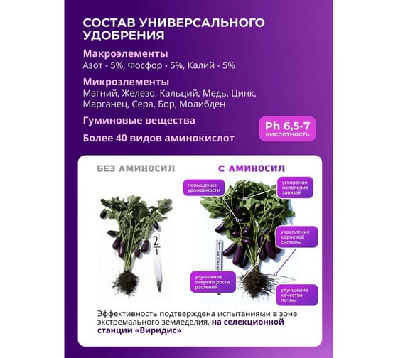 Витамины для растений Аминосил Универсальный, гранулы 50г 4640259909653