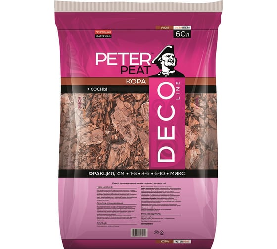 Кора сосны Peter Peat Deco фракция 30-60 мм, 60 л ДП-0113-60