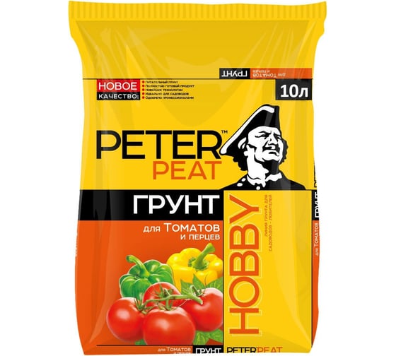 Грунт Peter Peat Hobby Для томатов и перцев 10 л Х-05-10 1