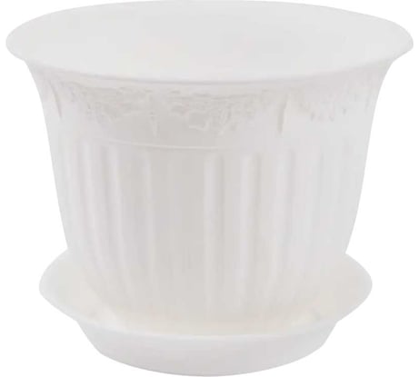 Горшок+блюдце КЗНМ Виноград, 0.5 л, диаметр 13 см, белый 526100