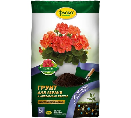 Грунт для герани и ампельных цветов Фаско Цветочное счастье 5 л Of000128581