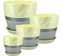 Комплект керамика Сады Аурики Роспись бутон РС105 из 4х горшков d12 см, d15 см, d18 см, d21 см 072335 072118