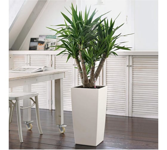 Кашпо Lechuza Cubico Color Complete Белый 40x40xH75 см 13150