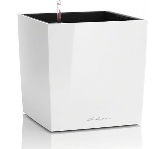 Кашпо Lechuza Cube Premium Complete Белый блестящий 40x40xH40 см 16360 1