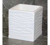 Кашпо Сады Аурики Композитый бетон Волна белый кубик d12x12 см h13 см 1л 071417