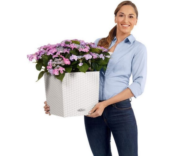 Кашпо Lechuza Cube Cottage Complete Белый 30x30xH30 см 15376