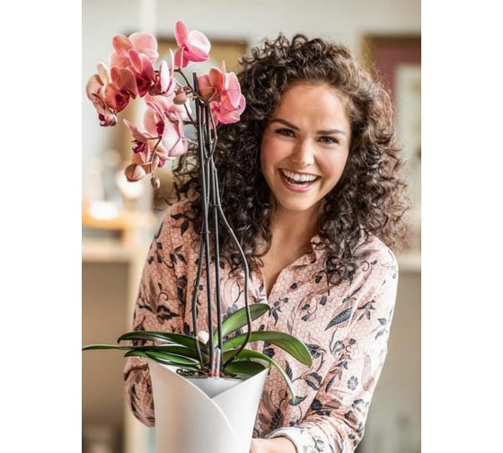 Кашпо Lechuza Orchidea Complete Белый матовый 18х18х20 см 13960