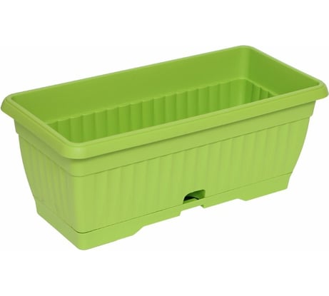 Балконный пластиковый ящик с поддоном Протэкт 40 см, 16 см, зеленый киви ЯБ-40 ЗК