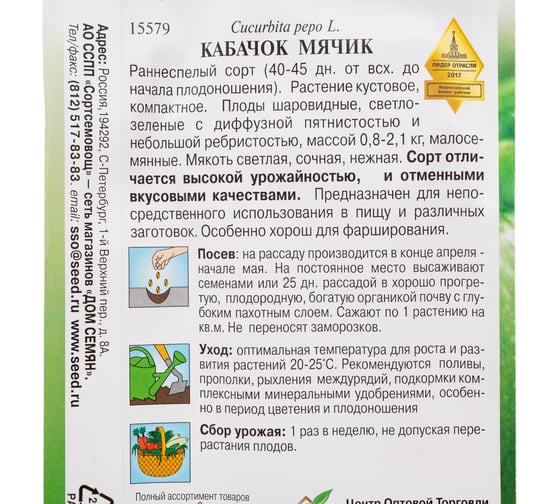 Кабачок Дом Семян Мячик 15579
