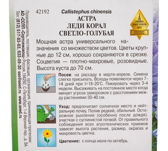 Астра Дом Семян Леди Коралл голубая 42192