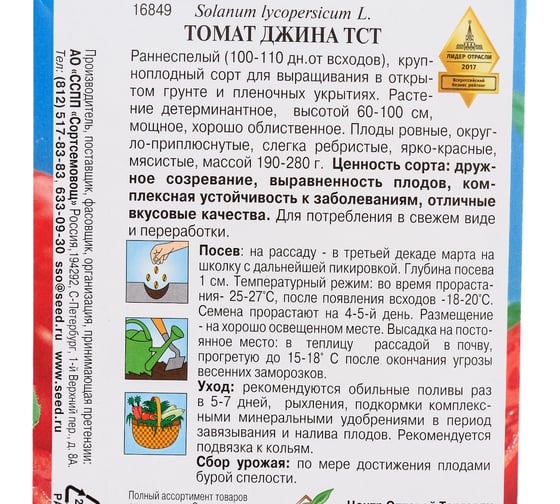 Томат Дом Семян ДжинаТСТ 16849