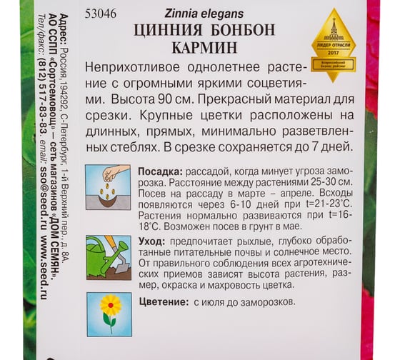 Цинния Дом Семян Бонбон Кармин 53046