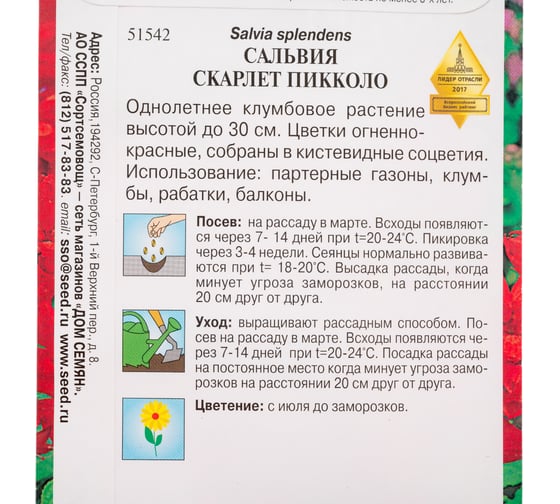 Сальвия Дом Семян Скарлет Пикколо 51542