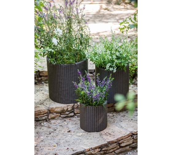 Комплект кашпо Keter CYLINDER PLANTERS S+M+L, графит 230217