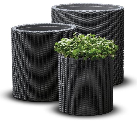Комплект кашпо Keter CYLINDER PLANTERS S+M+L, графит 230217 1