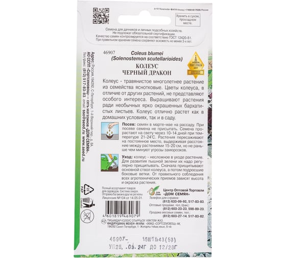 Колеус Дом Семян Чёрный Дракон 46907