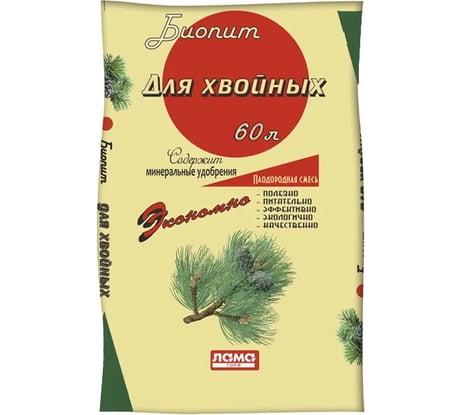 Плодородная смесь Лама Торф Биопит Для хвойных 60 л 4680010310908