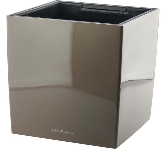 Кашпо LECHUZA Cube Premium Complete 30х30х30 см, цвет серо-коричневый блестящий 16465