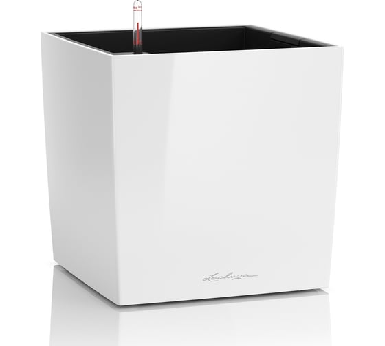 Кашпо LECHUZA Cube Premium Complete 30х30х30 см, цвет белый блестящий 16460
