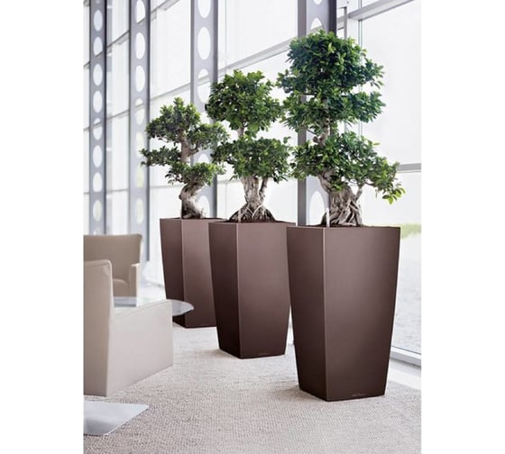 Кашпо LECHUZA Cubico Alto Complete 40x40x105 см, цвет кофе металлик 18231