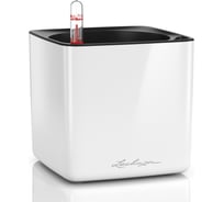 Кашпо LECHUZA Cube Glossy Complete 14x14x14 см, белое блестящее 13510