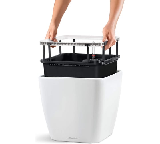 Кашпо LECHUZA Quadro LS Complete 50x50xH47 см, белый блестящий 16280