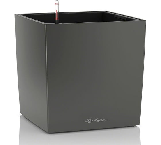 Кашпо LECHUZA Cube Premium Complete 30х30хH30 см, антрацитовый металлик 16463