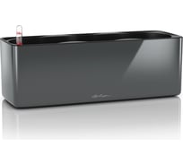 Кашпо LECHUZA Cube Glossy Triple Complete 40x14xH13.5 см, антрацитовый блестящий 13671