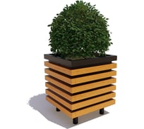 Вазон 7 скамеек Аллея, артикул 11708, сосна, цвет дуб 11708/ВАЗОН_АЛЛЕЯ/9005/С_ДУБ