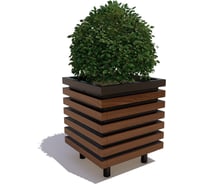 Вазон 7 скамеек Аллея, артикул 11708, сосна, цвет палисандр 11708/ВАЗОН_АЛЛЕЯ/9005/С_ПАЛ