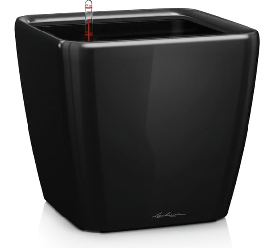 Кашпо LECHUZA Quadro LS Complete 28x28xH26 см, черный блестящий 16149
